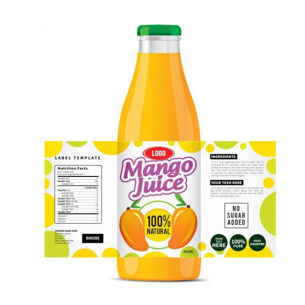 Mango juice wrap label design