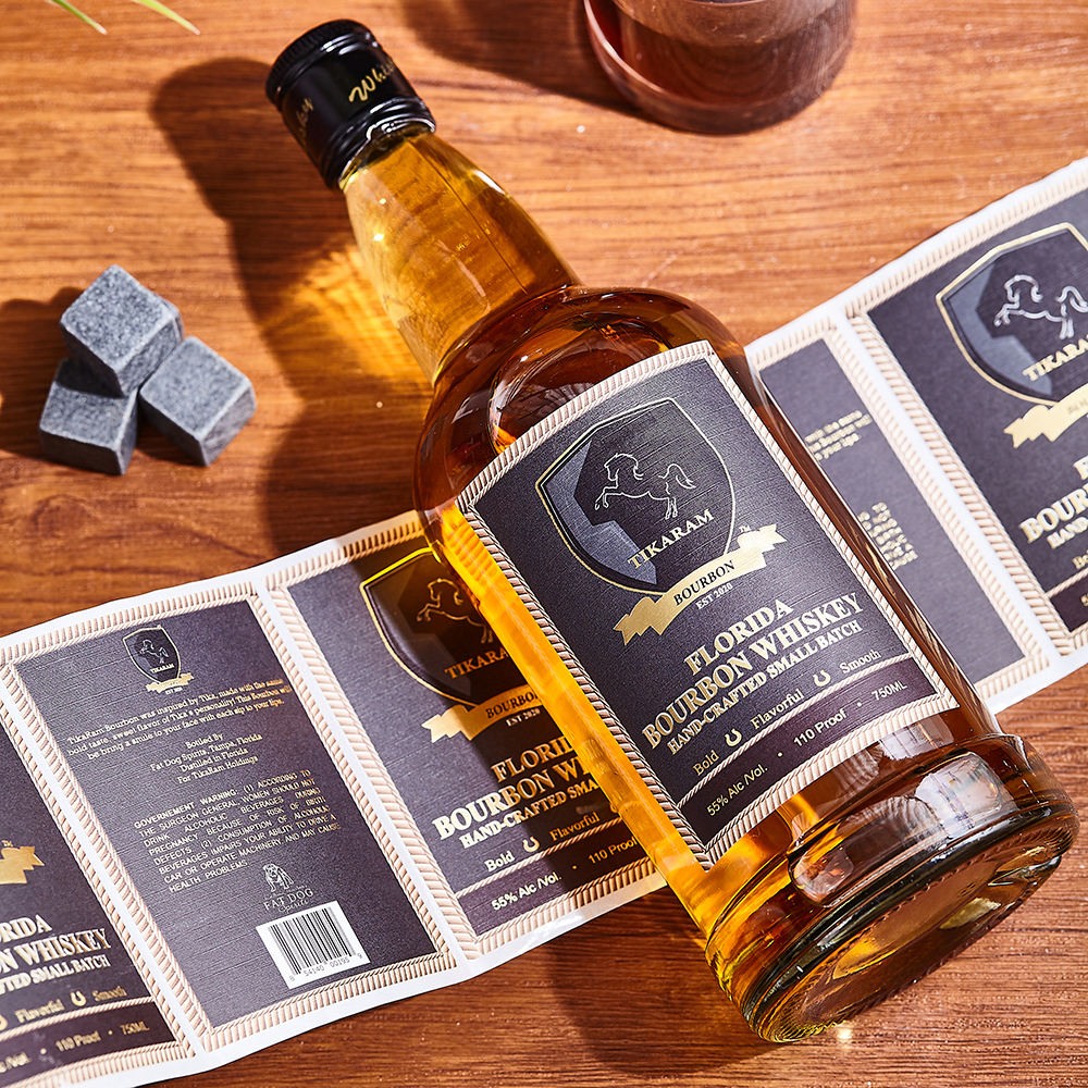 Premium glass bottle labels and roll labels