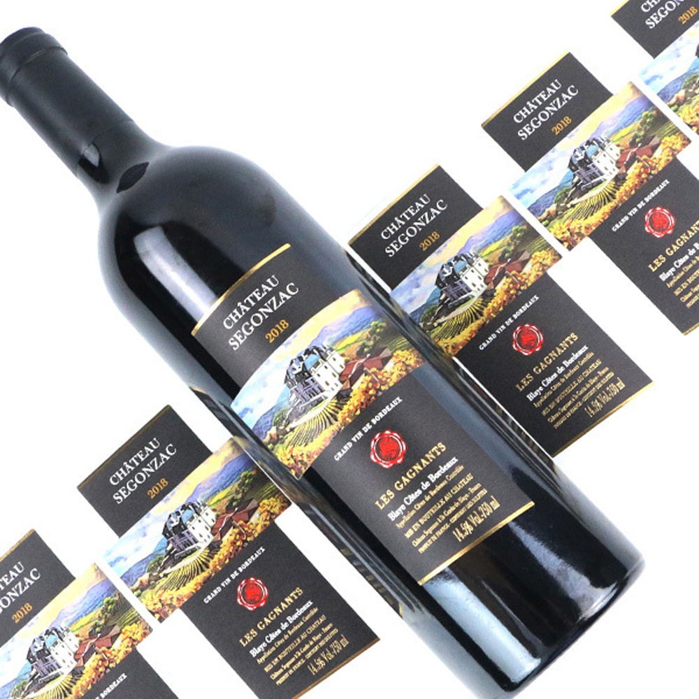 Premium glass bottle label roll and bottle