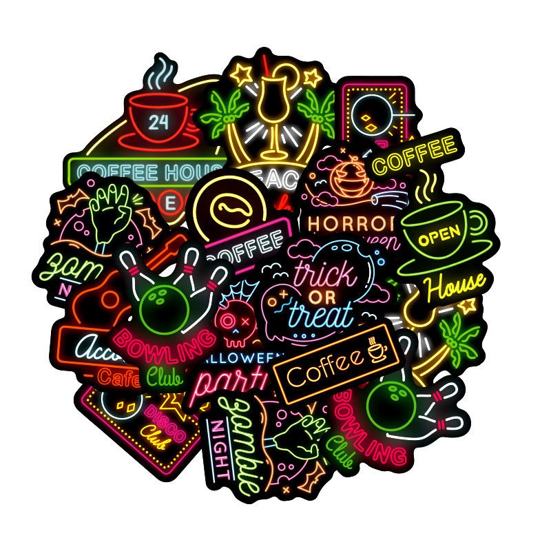 Neon style sticker designs