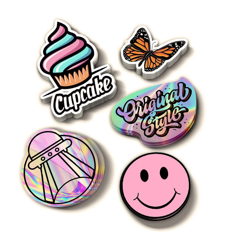 Holographic cartoon die cut stickers