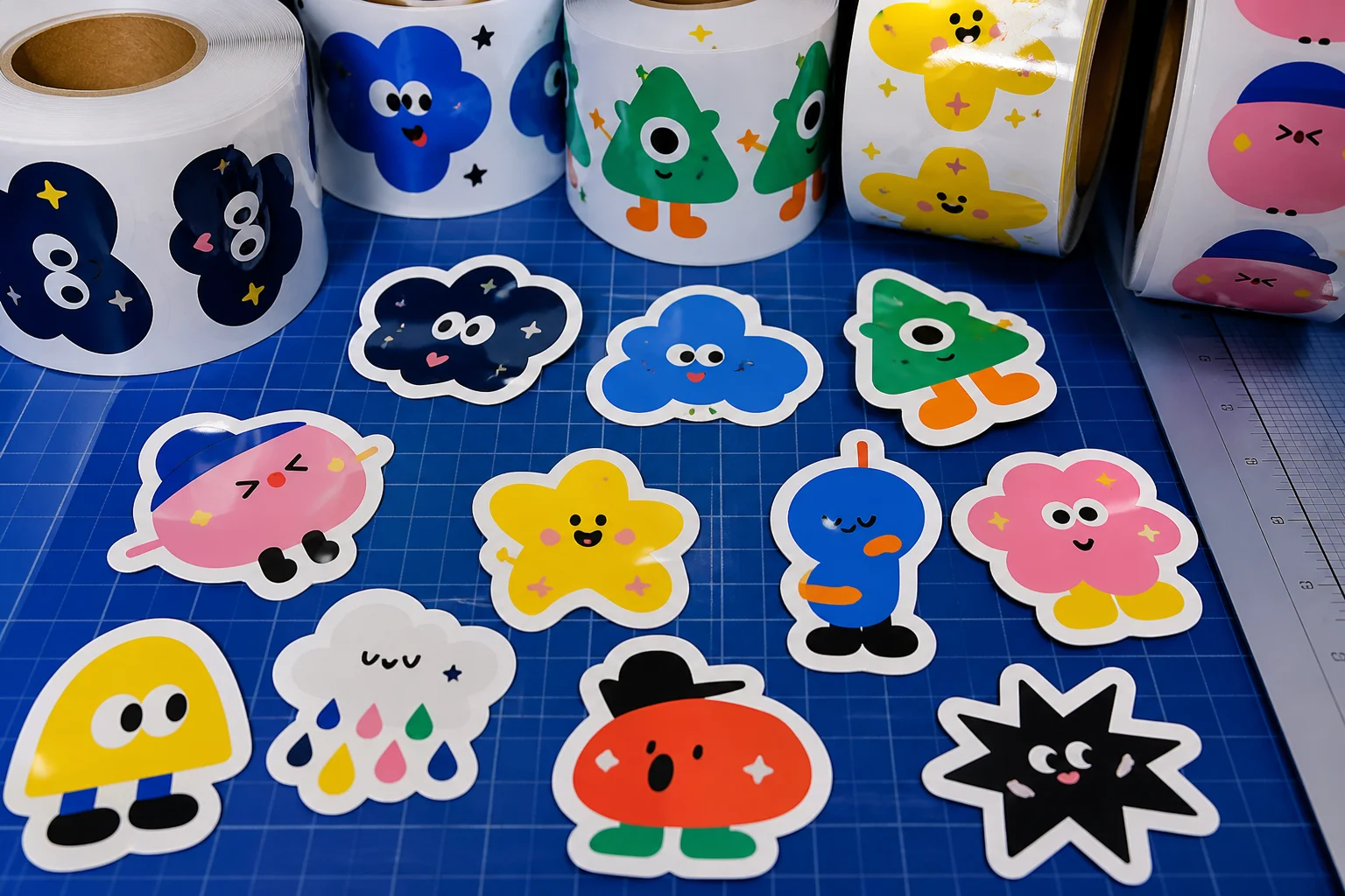 Custom cartoon sticker sheet layout