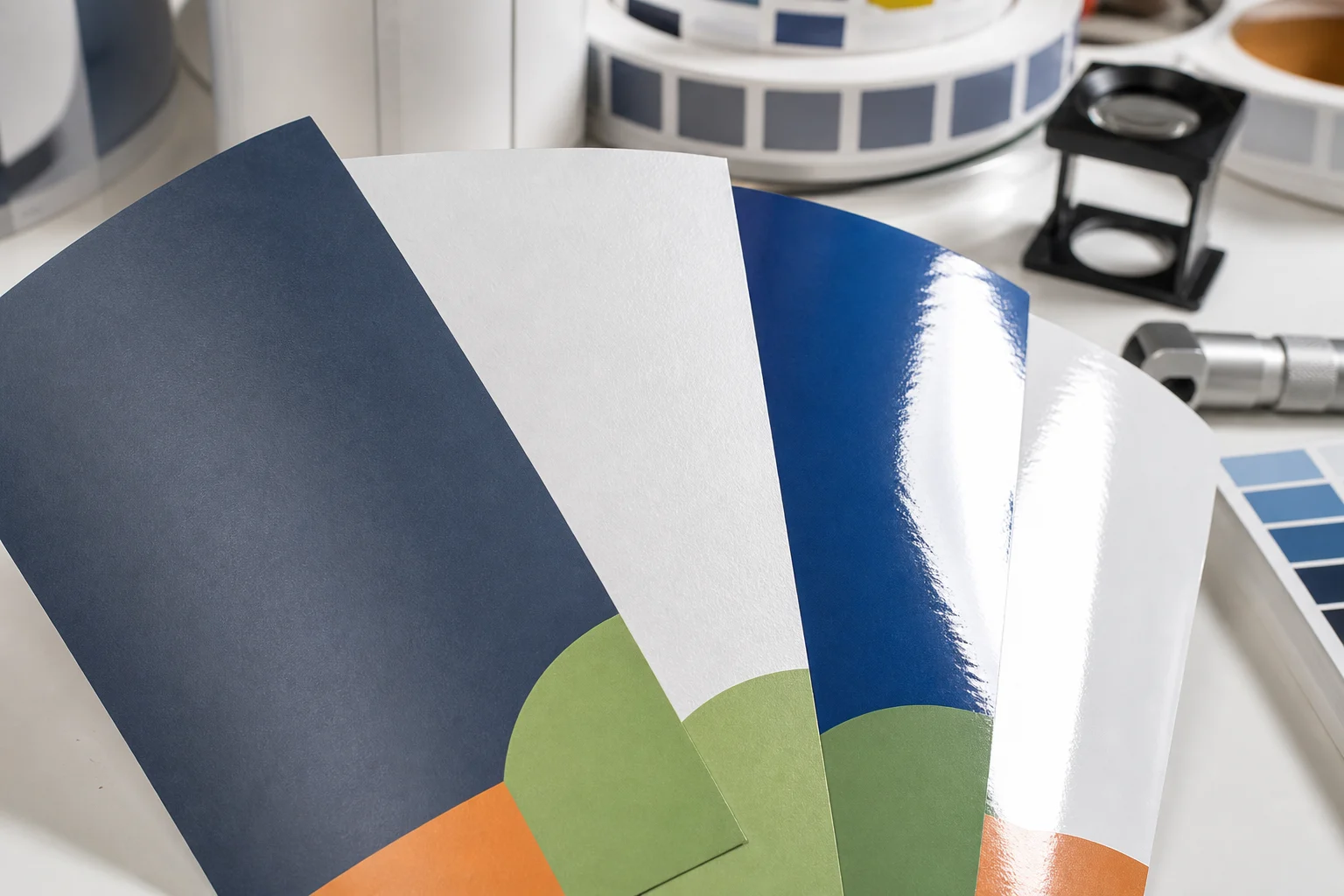 Matte and glossy custom label finish samples