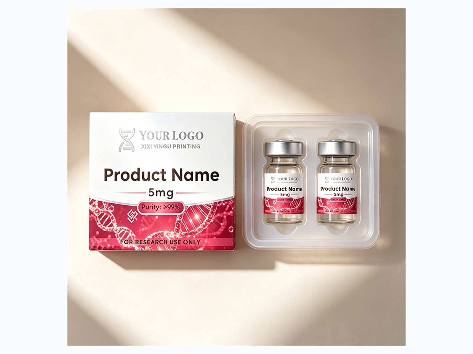 Custom peptide vial labels and box label set